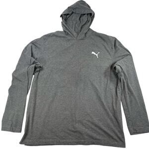 Puma Mens XL Gray Striped Lightweight Performance Hoodie Long Sleeve Activewear